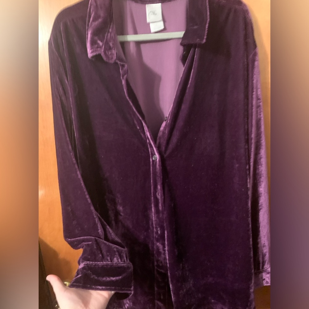 JMS Purple Velvet Button Down